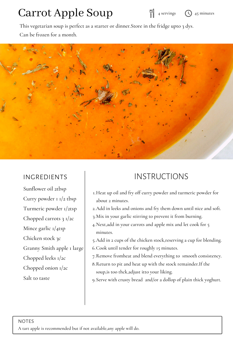The CARROT APPLE SOUP RECIPE That Will Win Your Heart. – The Travelling ...